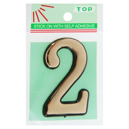 Door number "2", plastic, gold color-1