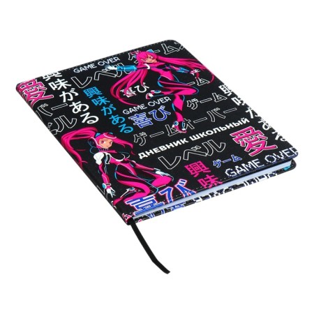 Universal Diary Grade 1-11, 48 sheets of "cyberism", solid cover of artificial leather, lies, universal cheat sheet, block 80 g/m2-1