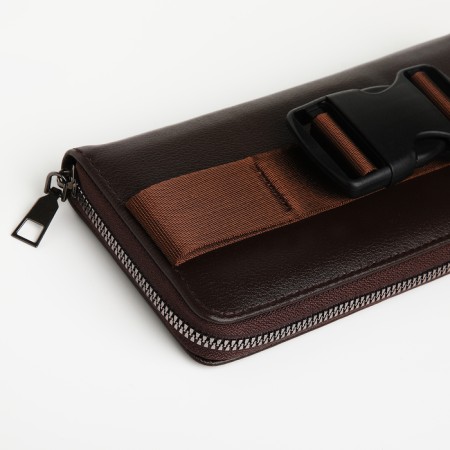 Male purse-clate on the zipper Textura, brown color-4