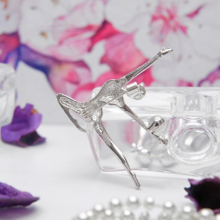 Brooch "Gymnast with the ball", the color is red-blue in silver-1