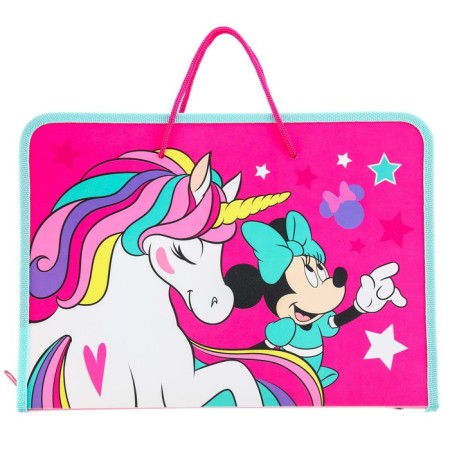 Plastic folder with A4 handles, on lightning, Minnie Mouse and unicorn-3