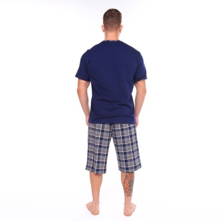 Kit (T -shirt/shorts) male, blue color/cage, size 66-4