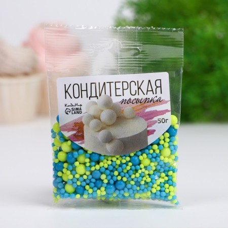 Sprinking confectionery with the effect of neon in color glaze "Blue, Lemon", 50 g-1