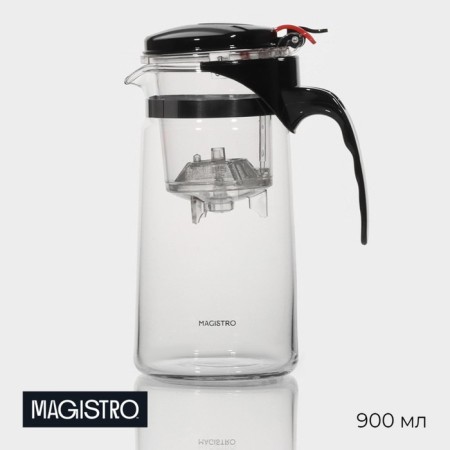 Magistro -glass teapot Magistro Magistro, 900 ml, with plastic sieve