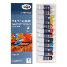 Oil art, set of 12 colors x 9 ml, in tubes, gamma, 
