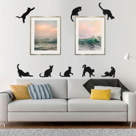 Wall-wall decor "cats", 8 elements, 6.5-7-14x12-5-18.5 cm