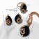 Set 3 objects: earrings, pendant, ring "drops", black and white color in gold, 40cm