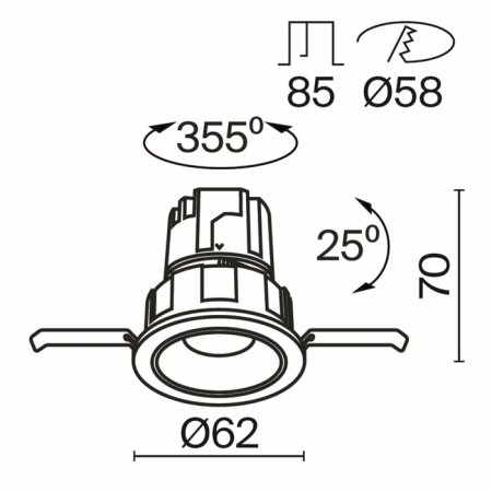 Lamp built-in Technical DL057-7W4K-W, 7W, 6.2x6.2x7 cm, LED, 450LM, 4000K, white color-7