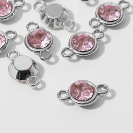 Connector "Circle" 2.4 × 1.5 × 0.7 cm, (set 10 pcs.), Lilac color in silver