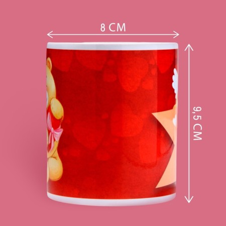 Ceramic "Bear" mug, 320 ml, red color-1