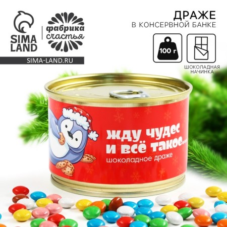 New Year! Chocolate sweets, dragees in the bank "Waiting for miracles", 100 g