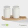 Porcelain set for spices on the Bellatenero bamboo stand, 3 objects: Solonka 90 ml, pistor 90 ml, stand, white color