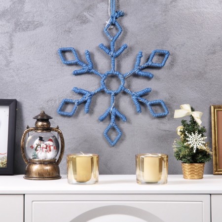 LED figure "Snowflake blue" 39 cm, 20 LED, AAX2 batteries (not complete), warm white glow-1