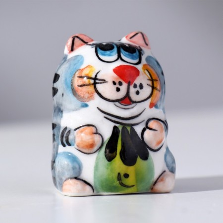 Souvenir "Satisfied Cat", 3 cm, color, gzhel.-13