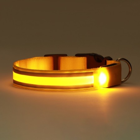 Collar with backlight double strip size m, osh 40-48 x 2.5 cm, 3 glow modes yellow-3