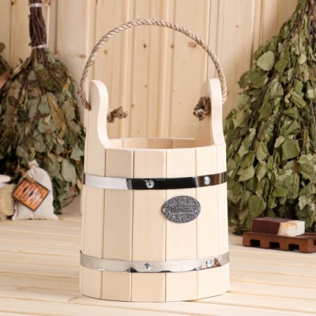 A bucket of linden, Emelya, 5l, stainless hoop, handle-Vervka, "Dobroparov"-3