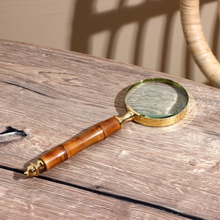 Lupa souvenir "en" wood, brass 22 cm