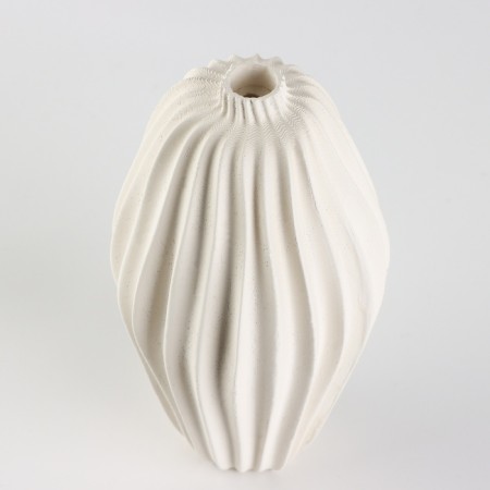 Vase for flowers is decorative, white, handmade, 10 cm x 10 cm x 18 cm.-1
