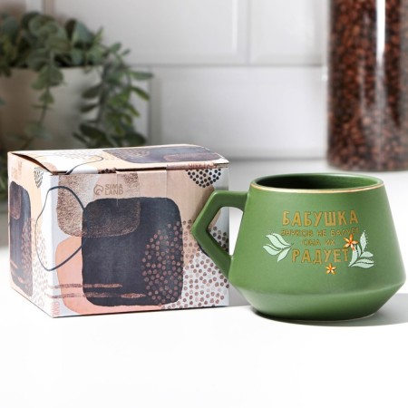 Ceramic "Grandmother" mug, 320 ml, green color-1