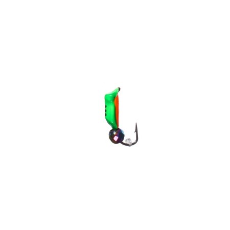 Mormyshka column green, orange abdomen, black stripes+ball Granen chameleon, weight 0.4 g-1