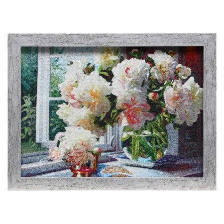Tapestry "Piones on the window" 34*43 cm, Rama Mix