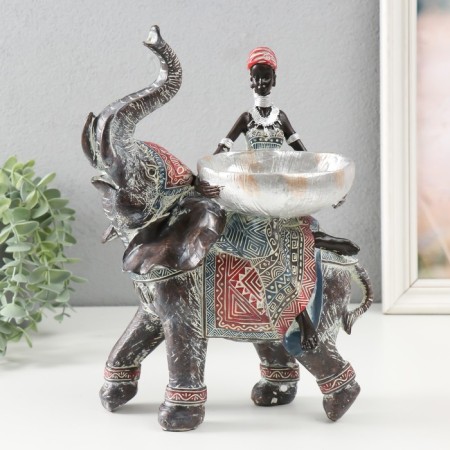 Souvenir Polystone stand "African on the elephant" 23x15.5x29 cm