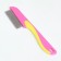 A comb for wool 15.6 x 3.6 cm, short teeth 1.7 cm, pink-yellow