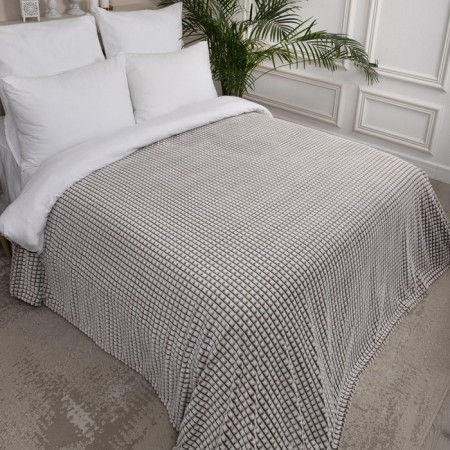 Blanket “Cubes”, size 220x240 cm, color chocolate