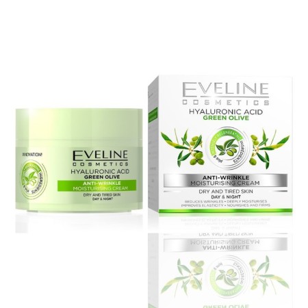 Eveline face cream "Hyaluronic acid and green olive", moisturizing, 50 ml
