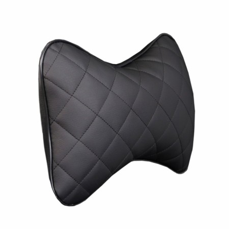 Siger pillow "Automobile Bone", on a car's headrest, smooth eco -leather, rhombus, black