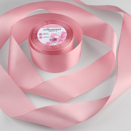 Satin tape, 50 mm × 23 ± 1 m, pearl pink color No. 135