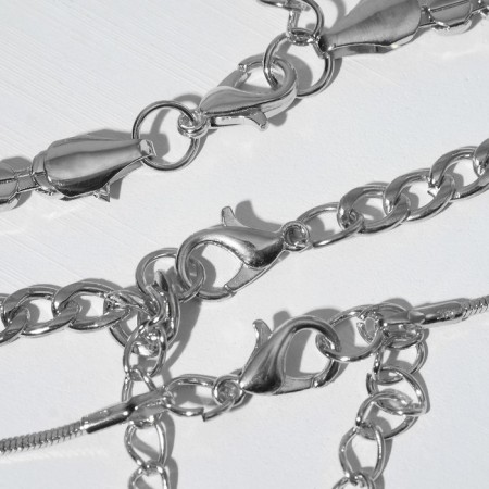 Neck set 3 pcs. "Trend" minimalism, color silver, 41 cm-1