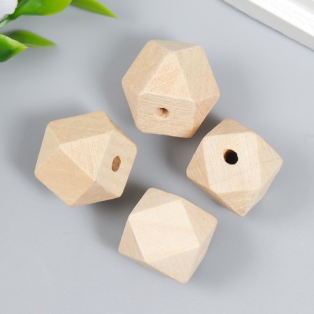 Beads wooden polyhedraries 16x16 mm (set 4 pcs) without coating-2
