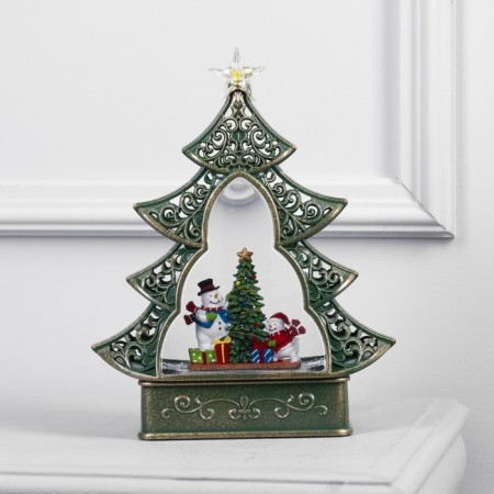 LED figure "Christmas tree with snowmen" 23 × 29 × 9.5 cm, plastic, AAX3 batteries (not in the kit), USB, glow warm white-1