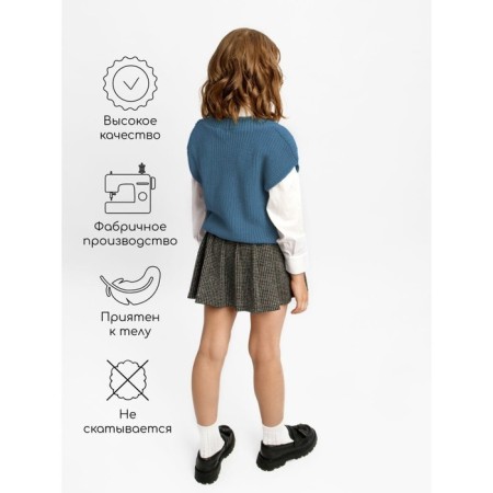 Vest for girl Knit, height 128 cm, blue color-3