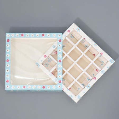 Box for sweets, confectionery packaging, 16 cells, “best educator” 17.7 x 17.7 x 3.8 cm-3