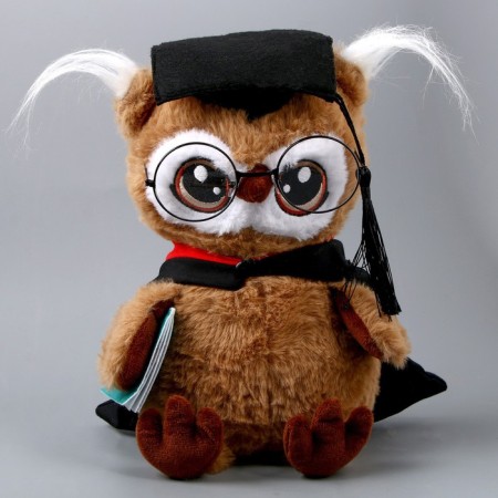 Soft toy "September 1: owl with a book", brown color-1