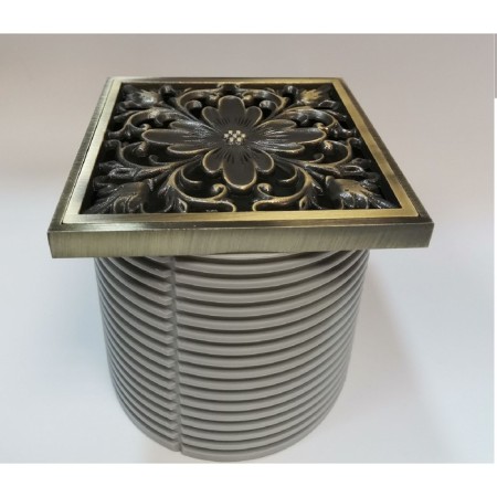 Gag Bronze de Luxe 21975, D = 100 mm, 100x100 mm, with a frame and a designer "Flower"-1