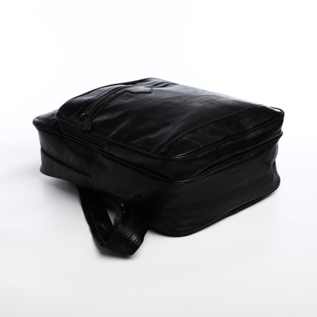 Male backpack on a zipper, 2 outer pockets, black color-3