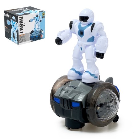 The robot is "patrol", light and sound effects, works from batteries, mixtures