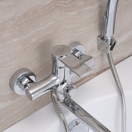 Bath mixer "RMS" SL130-006EK, spout 350 mm, shower set, brass, chrome-2