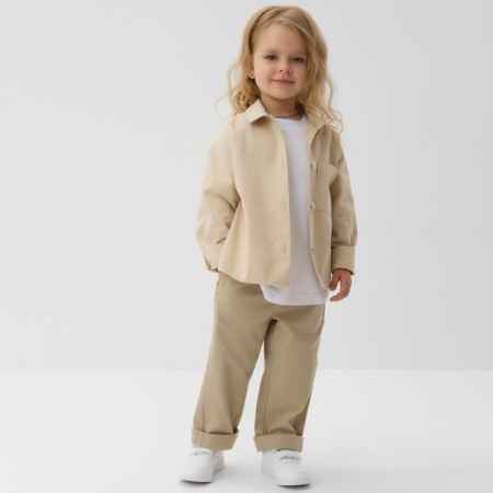 Children's shirt minku: jeans collection, beige color, height 152 cm-2