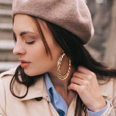 Ring Earrings "Chain", Color Gold, D = 8 cm-1