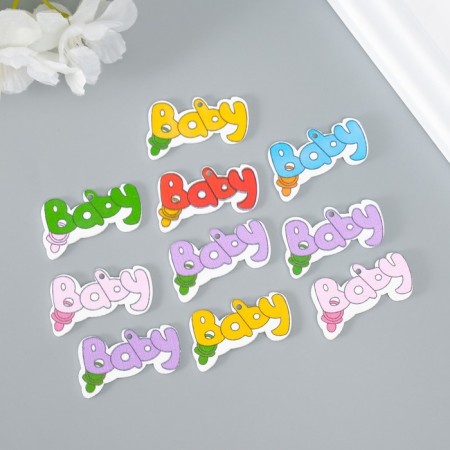 Decor for creativity tree "Baby - inscription" Set 10 pcs 3.5x2 cm