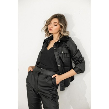Artificial leather pants with high planting, size 52-3