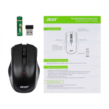 Acer OMR030 Black Optical Mouse (1600DPI) WISTROPLE USB (3but)-6