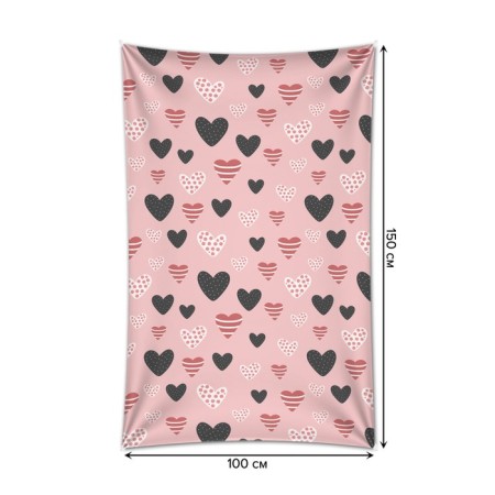 Decorative panel with photo printing "Assorted hearts", vertical, size 100x150 cm-1