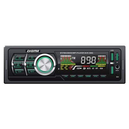 DIGMA DCR-350G, 1DIN, 4 x 45 W, Bluetooth, USBX2, AUX, SD