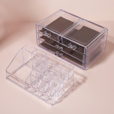 Boxing for storing manicure/cosmetic supplies, 20 sections, 4 drawers, transparent color-5