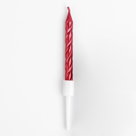 Set of candles in the cake "Spiral", 200pcs, 5 cm, red metallic-4